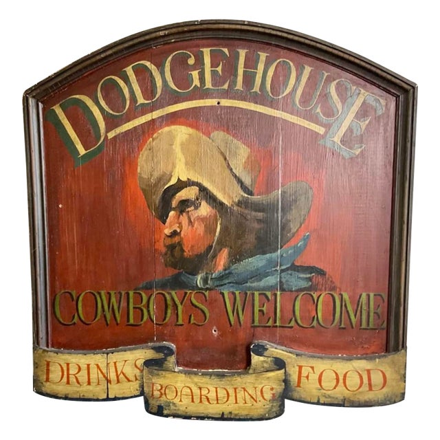 Vintage 1960s Hand Painted "Dodgehouse" Tavern Trade Sign For Sale