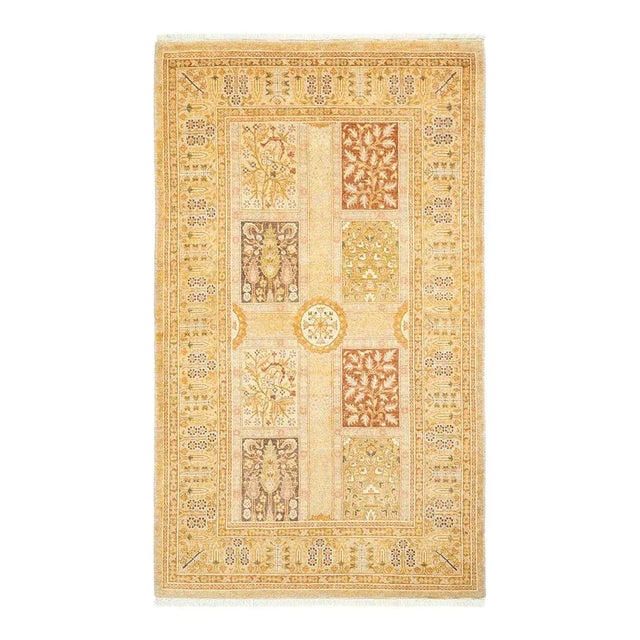 Mogul Collection Hand-Knotted Area Rug - Ivory 3' 1" x 5' 2" For Sale - Image 4 of 4