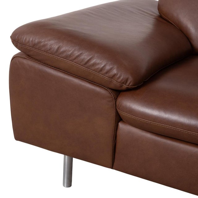 Animal Skin Loop Leather Corner Sofa in Brown with Manual Function by Willi Schillig For Sale - Image 7 of 17