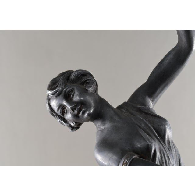 Emile Gregoire French Art Deco Sculptural Lamp, Dancer With Cymbals - 1920s For Sale - Image 11 of 18