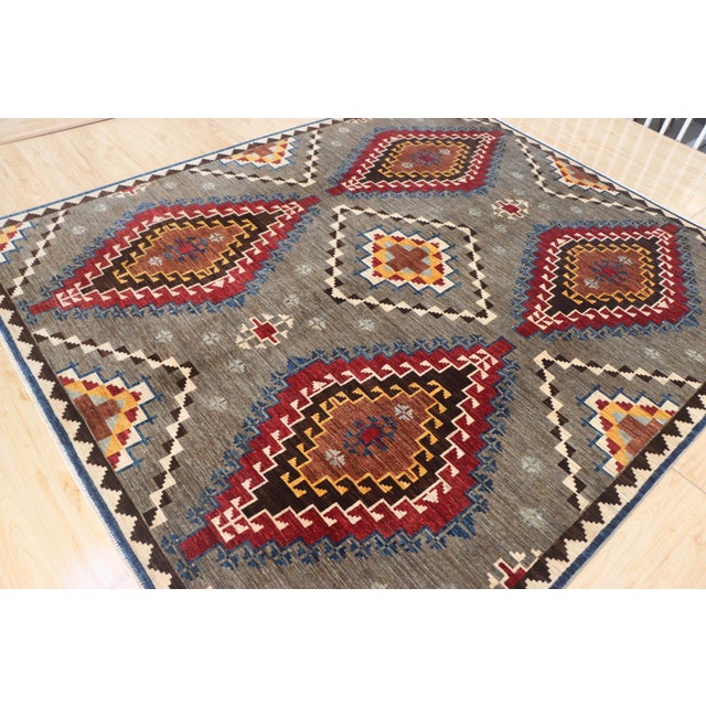 2020s Persian Nomadic Tribal Handmade Area Rug - 8′2″ × 9′2″ For Sale - Image 5 of 9