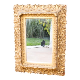 19th C. XIV French Carved Wood Gesso Mirror/25"Height For Sale