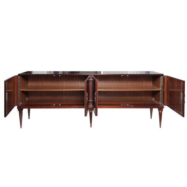 Mid-Century Mahogany Sideboard with Brass Accents For Sale - Image 4 of 6