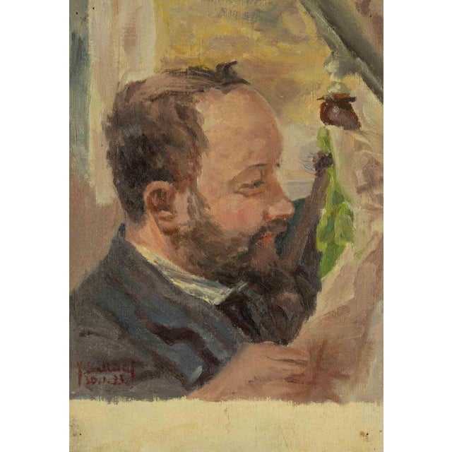 1930s Francesco Settimj, Portrait of Man, Oil Painting, 1933 For Sale - Image 5 of 5