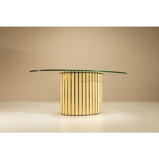 Mid-Century Modern Vintage Oval Dining Table with Glass Top, Italy, 1970s For Sale - Image 3 of 12