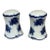 1920s Johnson Brothers Flow Blue Vintage Mid Century Salt and Pepper Shakers Fine Porcelain For Sale