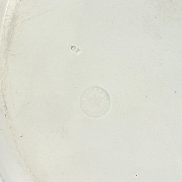 Large Antique Stubbs 'Fruit & Flowers' Blue Transferware Platter or Serving Tray For Sale - Image 12 of 18