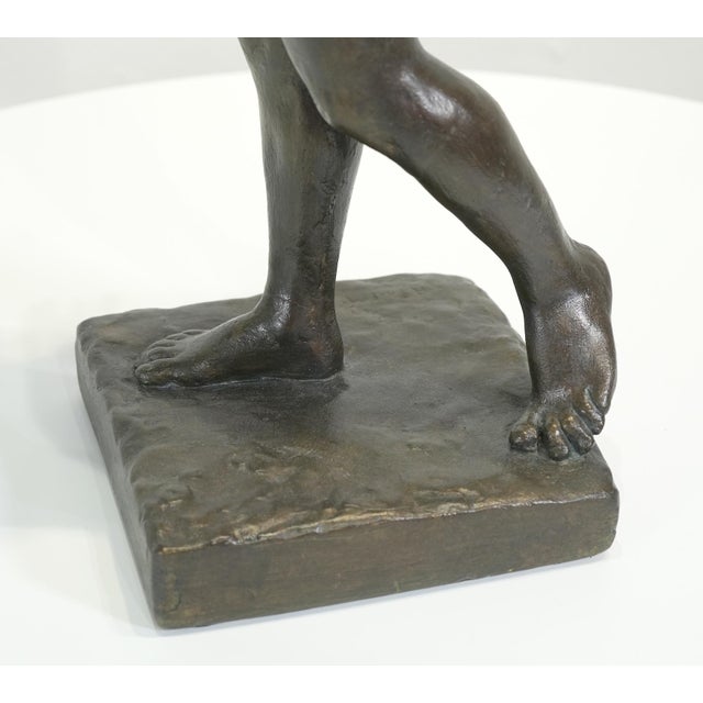Early 20th Century Male Nude Athlete Plaster Maquette, Studio Original, Signed For Sale - Image 9 of 11