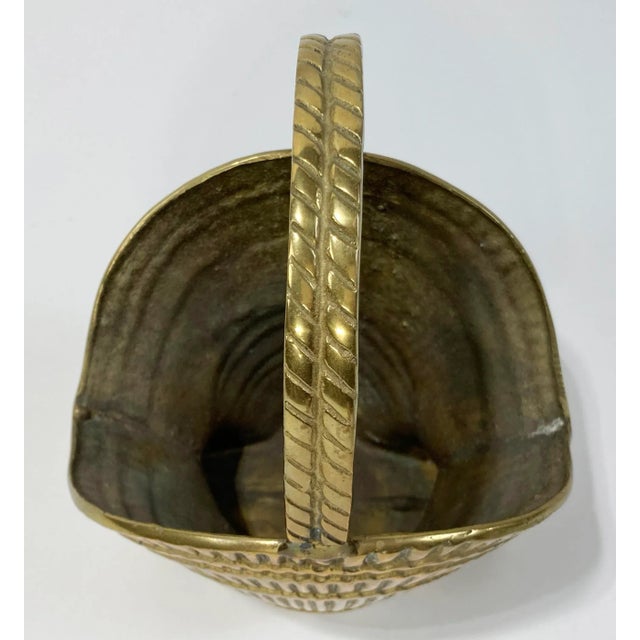 Vintage Brass Clamshell Basket With Handle For Sale - Image 9 of 9