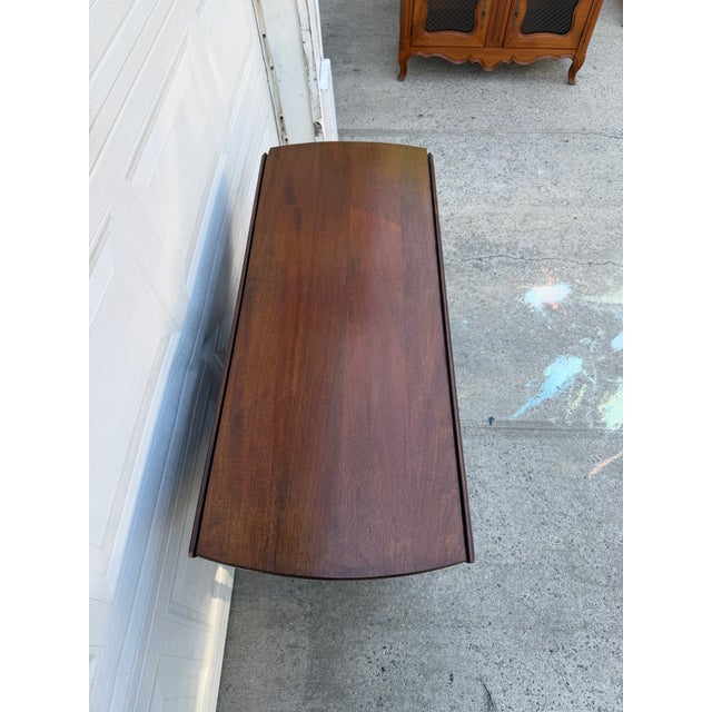 Vintage Jacobean Style Mahogany Gateleg Drop-Leaf Dining Table With Turned Stretcher Base For Sale In New York - Image 6 of 12