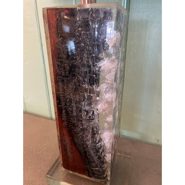 Lucite and Petrified Wood Table Lamps by Made Goods -a Pair For Sale - Image 9 of 10