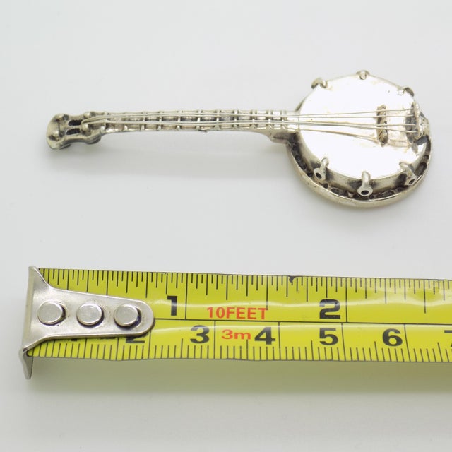 Silver Vintage Italian Handmade Genuine Silver Banjo / Mandolin Figurine Miniature, Made in Tuscany (Arezzo) For Sale - Image 8 of 8