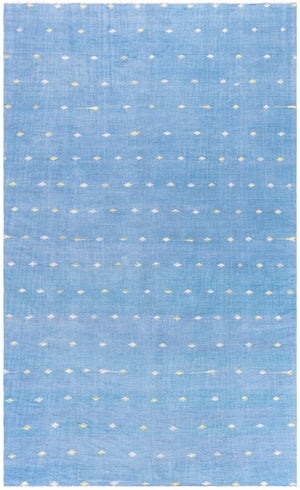Doris Leslie Blau Indian Dhurrie Vintage Geometric Blue Flatweave Cotton Rug