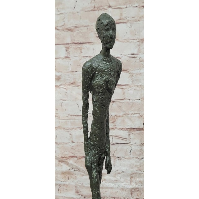 Bronze Gia Style Surrealist Walking Man Figure Bronze Sculpture For Sale - Image 8 of 10