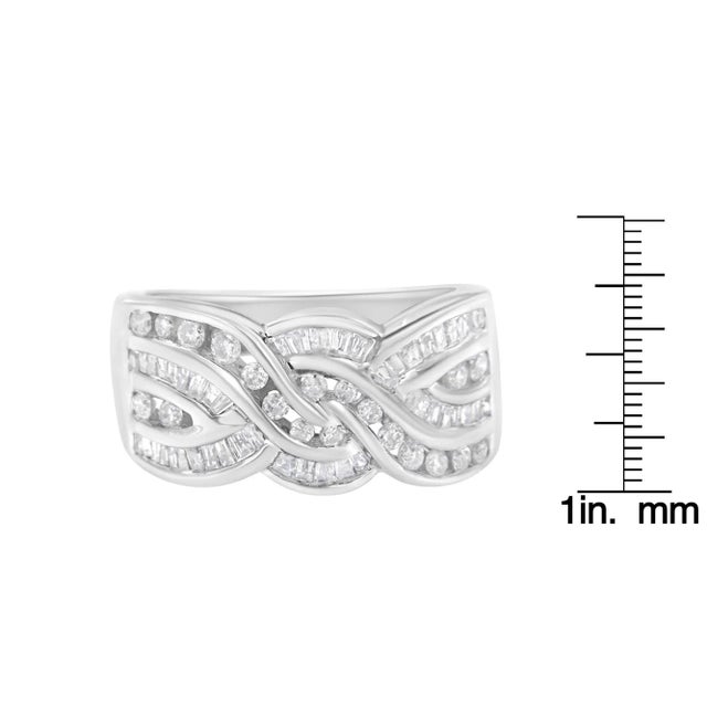10K White Gold Diamond Bypass Ring (1 Cttw, H-I Color, I1-I2 Clarity) - Size 7-1/2 For Sale In New York - Image 6 of 6