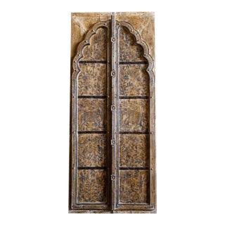 Vintage Indian Door, Elephants Painted Doors, Nature Inspired Door 84 For Sale