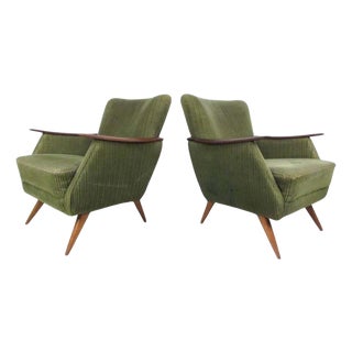 1960s Unique Mid-Century Modern Danish Lounge Chairs - 2 Pieces For Sale