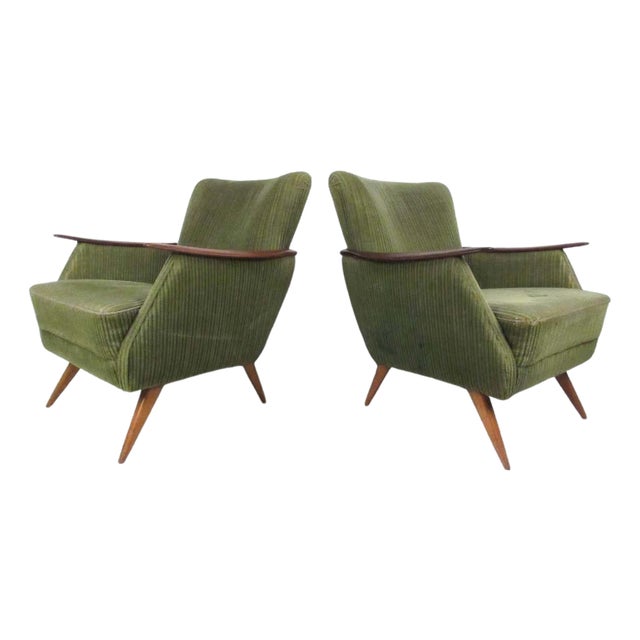 1960s Unique Mid-Century Modern Danish Lounge Chairs - 2 Pieces For Sale