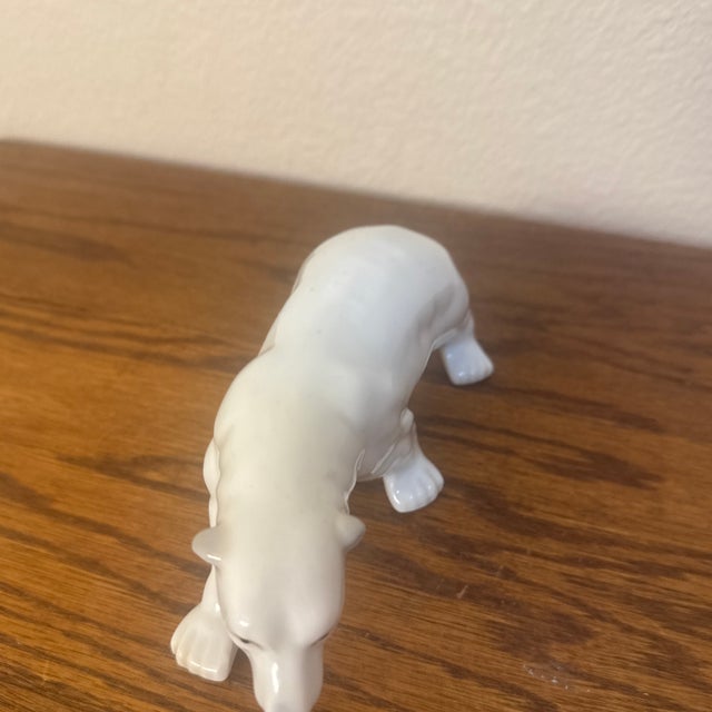 1960s Mid-Century Danish-Style Glazed Porcelain Walking Polar Bear Small Sculpture For Sale - Image 5 of 10