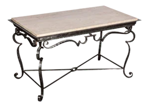 Iron Coffee Table With Travertine Marble Top