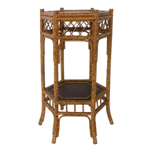 Bamboo-Esque Accent Side Table With Shelf by Maitland-Smith