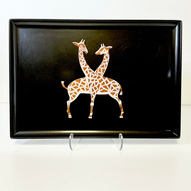 The Couroc Company 1970s Mid-Century Hollywood Regency Boho Chic Safari Couroc Giraffe Tray, Extra Large. For Sale - Image 4 of 18