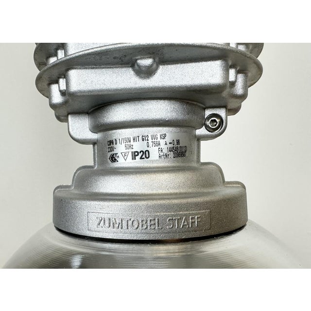 Industrial Pendant Lamp with Glass Cover by Charles Keller for Zumtobel, 1990s For Sale - Image 9 of 17