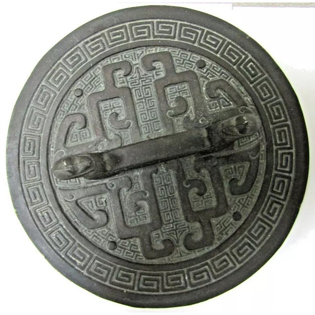 Vintage 1960's Ice Bucket Asian Motif Verdigris James Mont Style Barware For Sale - Image 10 of 12