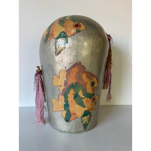 1980s 1980’s Vintage “Sea Jewel Ii” Handmade and Hand-Painted Papier Mâché Vase, Signed For Sale - Image 5 of 12