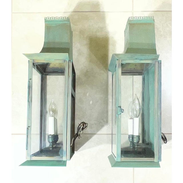 Green Antique Lantern, Vintage Metal Design, Good Condition, Unique Lighting For Sale - Image 8 of 16