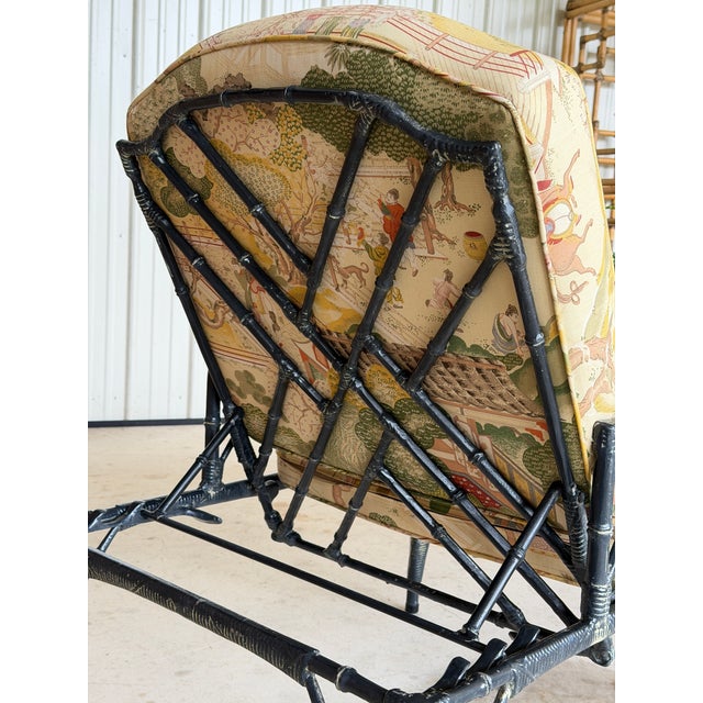 Vintage Coastal Chinoiserie Faux Bamboo Aluminum Chaise Lounge For Sale - Image 11 of 12