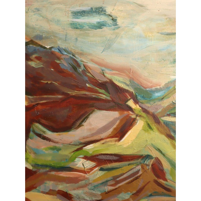 Textile Contemporary 'Off the Beaten Track' Original Abstract Landscape Acrylic Painting by British Artist Frances Daws, Framed For Sale - Image 7 of 10