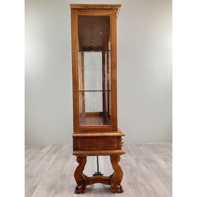 20th Century Neo-Renaissance Style Carved Oak Display Cabinet For Sale - Image 10 of 12