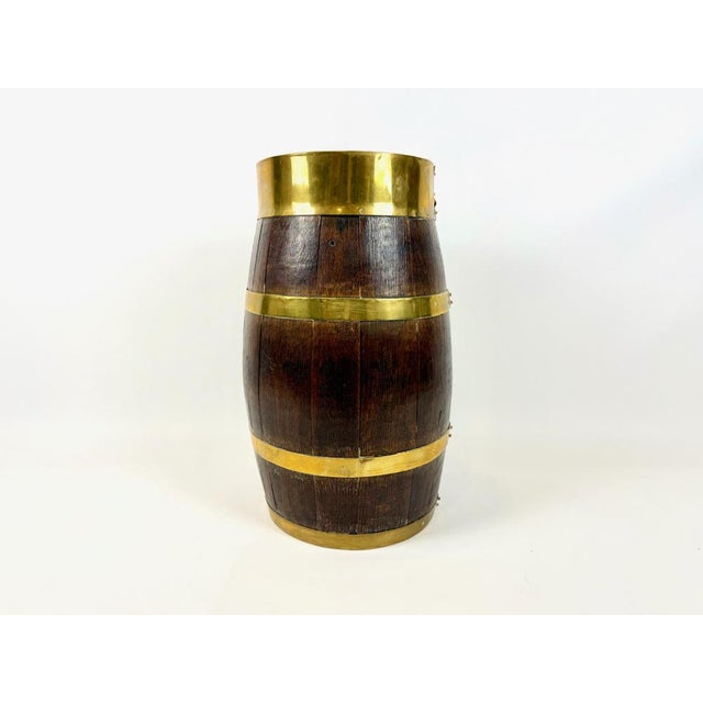 Antique Victorian Oak and Brass Barrel Umbrella Stand, 1890s For Sale - Image 13 of 13