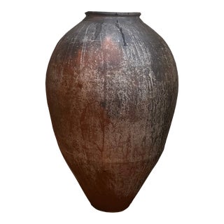 Large Vintage Turkish Decorative Olive Jar For Sale