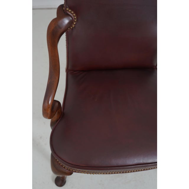 Pair of Hickory Leather Mahogany Armchairs - New Upholstery For Sale In Philadelphia - Image 6 of 18