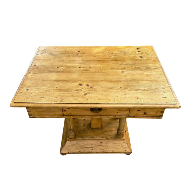 Antique English 19th Century White Pine Parlor Table For Sale - Image 4 of 10