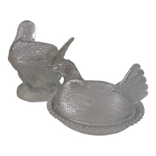 1950s Indiana Glass Hen&Turkey Serving Pieces For Sale