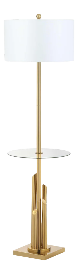 Floor Lamp Side Table - Gold & White
