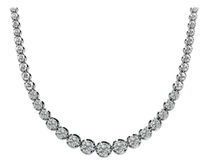 5.5 Carat Diamond 18k White Gold 4-Prong Graduated Tennis Necklace