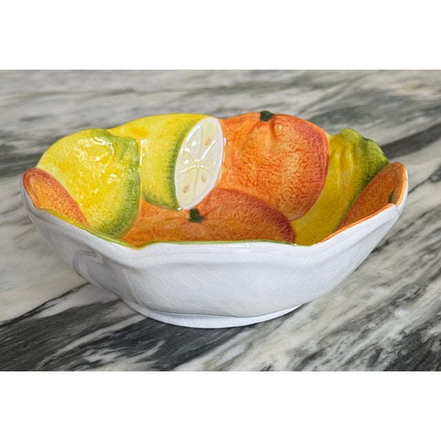 Mid 20th Century Made in Italy Mid-Century Majolica Style Citrus Motif Bowl For Sale - Image 5 of 9