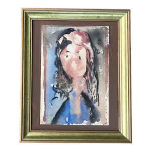1950’s Original Abstract Expressionist Watercolor Portrait Painting