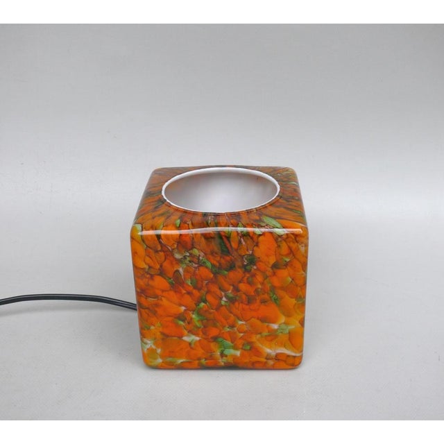 Flamed Cased Glass Table Lamp Cube in Orange, Green, Black and Beige by Peill & Putzler, 1970s For Sale - Image 16 of 16