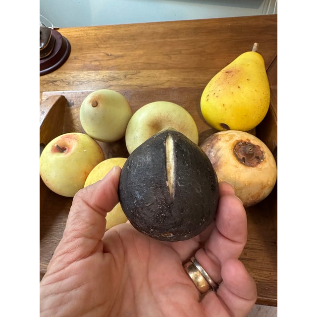 Traditional Vintage Wooden Tray With 8 Pieces Italian Alabaster Fruit For Sale - Image 3 of 14