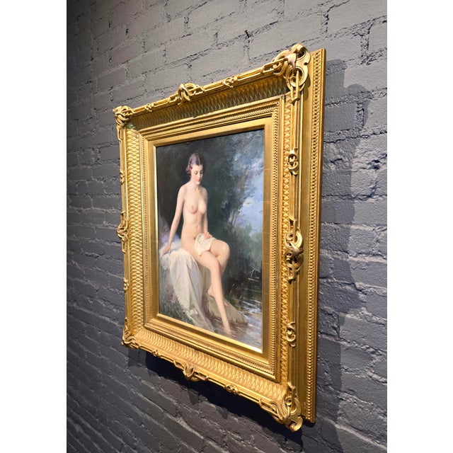 Alfred Georges Hoën 1920s French Academic Oil Painting of a Nude Bather For Sale - Image 12 of 13