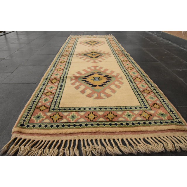 1980s 1980s Tribal Hand Knotted Cream Milas Runner Rug For Sale - Image 5 of 11