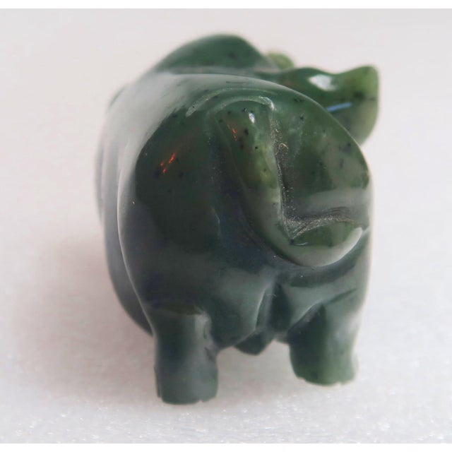 Late 20th Century Miniature Hand-Carved Piglet of Nephrite Jade For Sale - Image 10 of 18