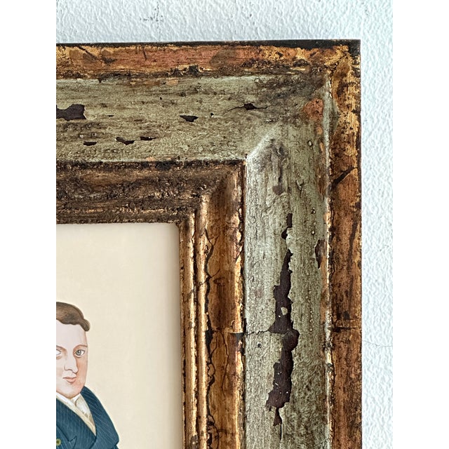 Original Hand-Painted Victorian Portrait Painting, Framed in Hand-Painted Frame For Sale - Image 4 of 4