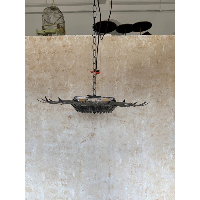 Spanish 1950s Sunburst Leaf Ceiling Fixture With Frosted Glass For Sale - Image 11 of 14