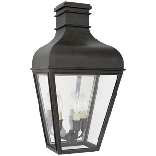 Chapman & Myers for Visual Comfort Signature Fremont Small 3/4 Wall Lantern in French Rust with Clear Glass For Sale